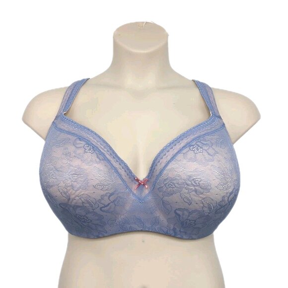 Cacique Womens Bra Modern Lace Balconette 44F Blue Underwire Lane Bryant - Picture 4 of 10